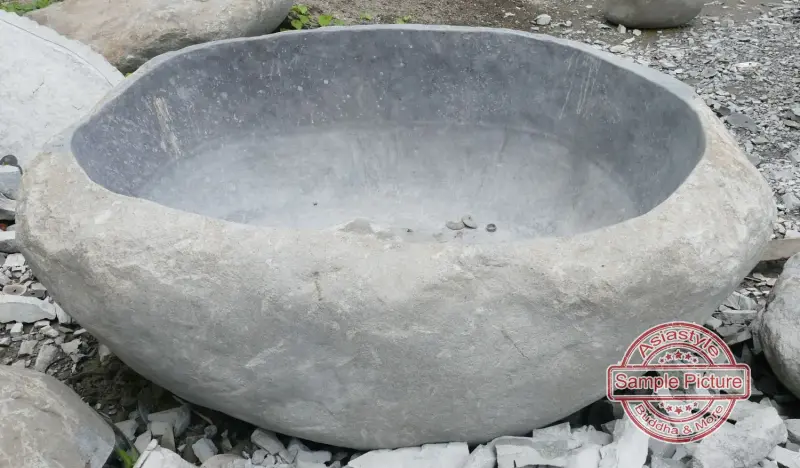 Product image of the product “Riverstone basin, natural surface, polished inside. Dia approx 151-160cm Height 71-80cm ”